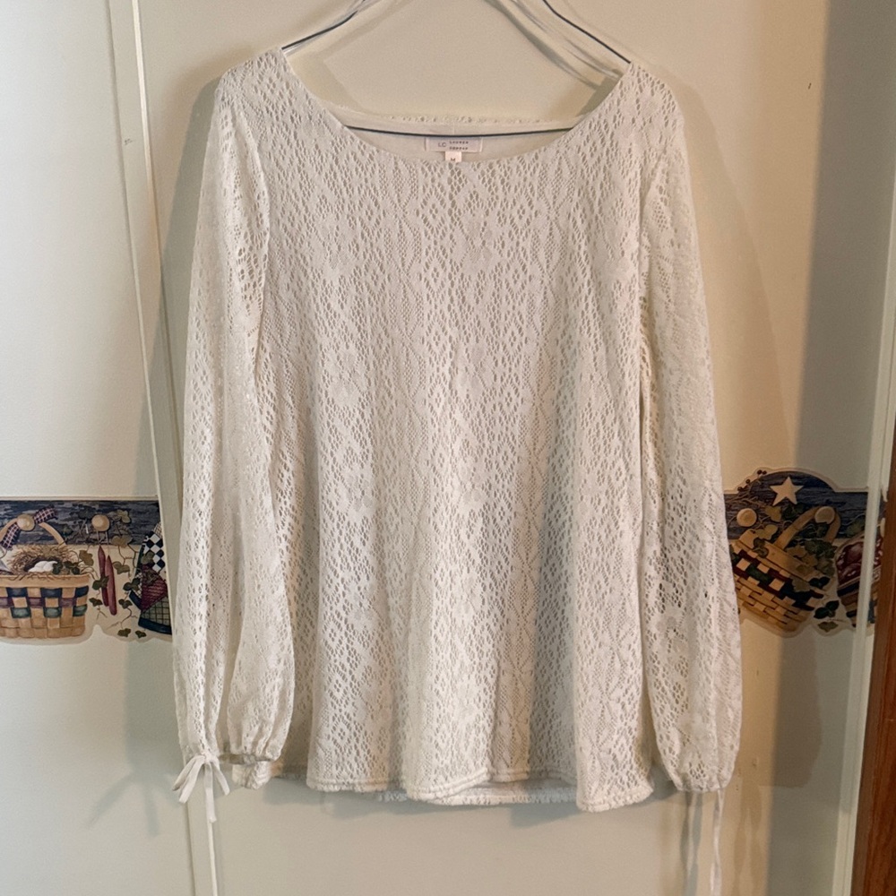 LC Lauren Conrad White Lace Blouse